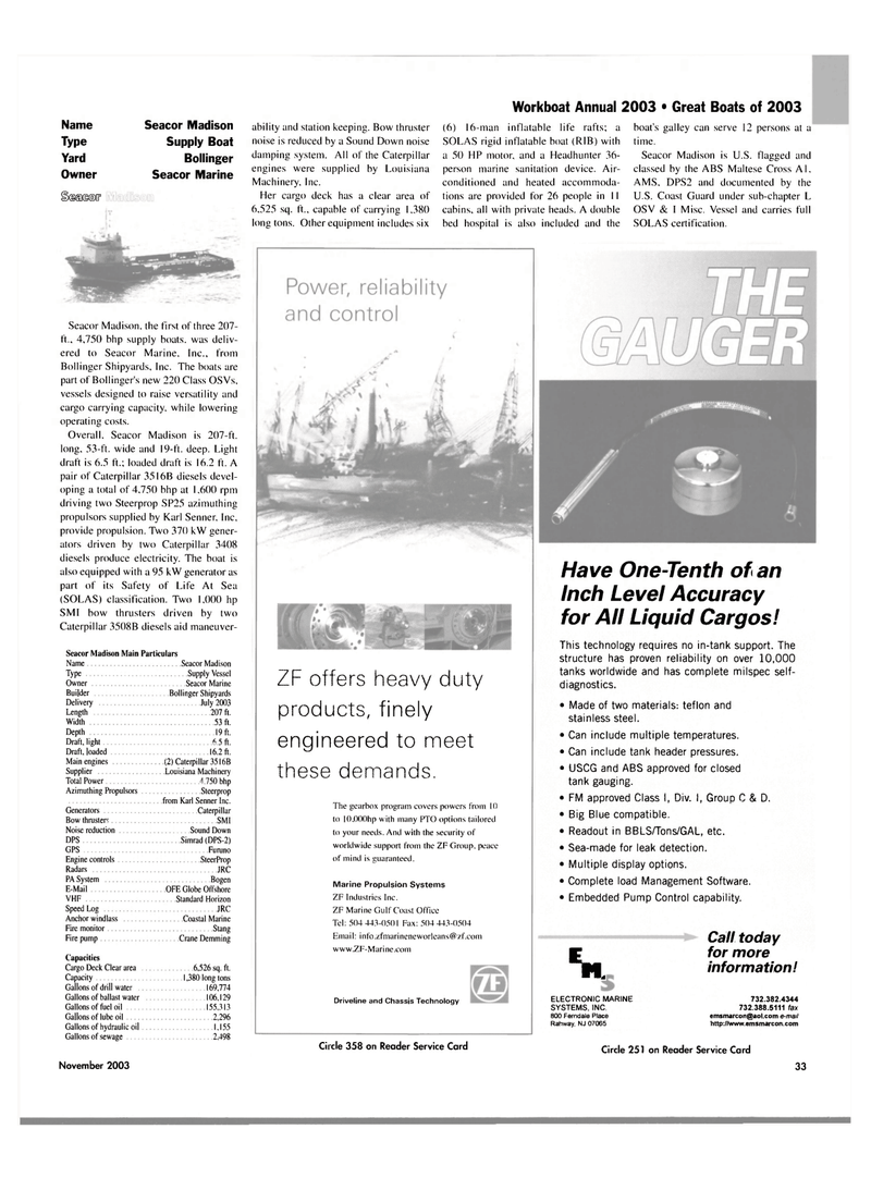 Maritime Reporter Magazine, page 33,  Nov 2003