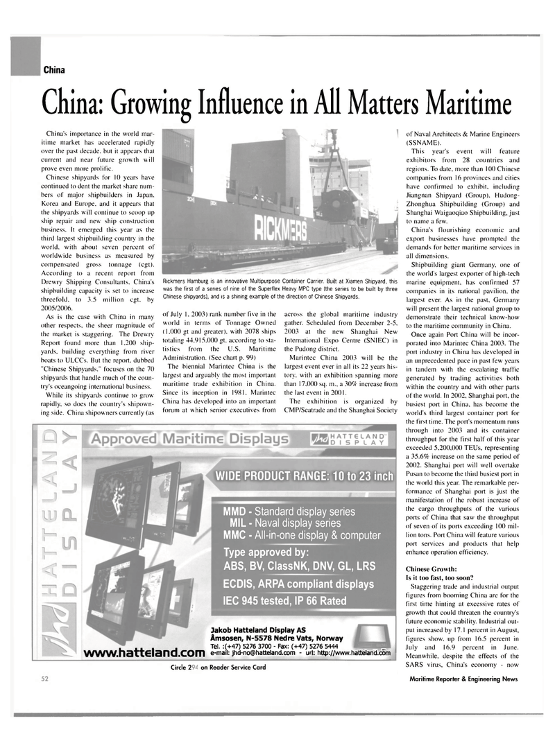 Maritime Reporter Magazine, page 55,  Nov 2003