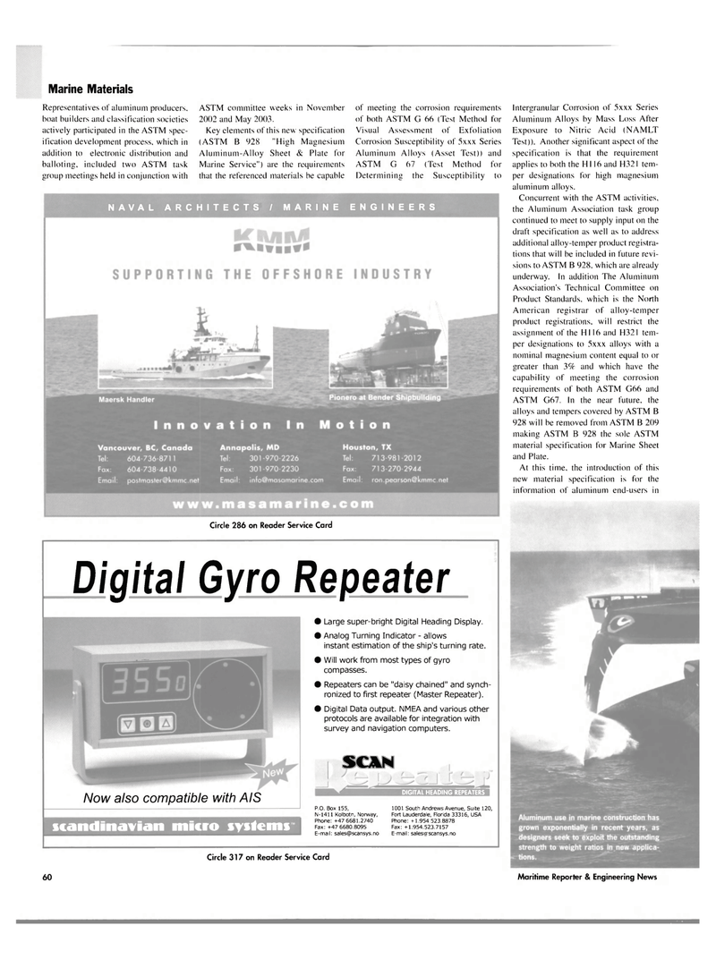 Maritime Reporter Magazine, page 63,  Nov 2003