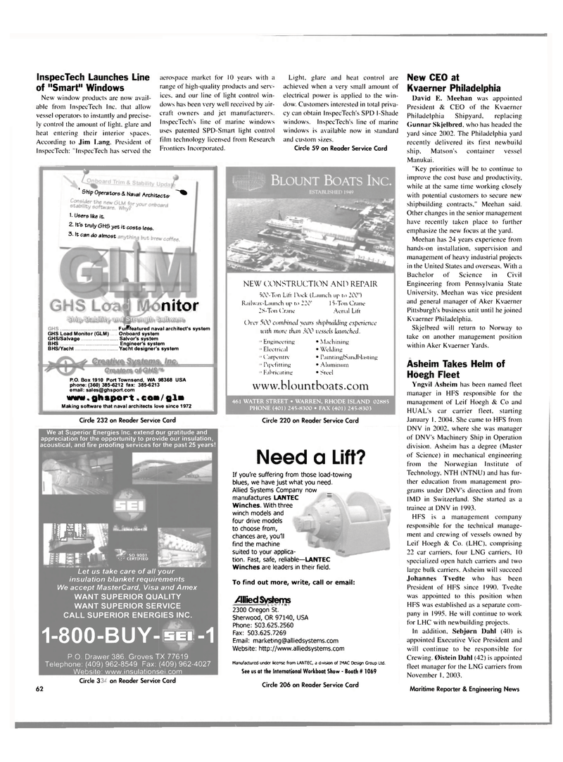 Maritime Reporter Magazine, page 65,  Nov 2003