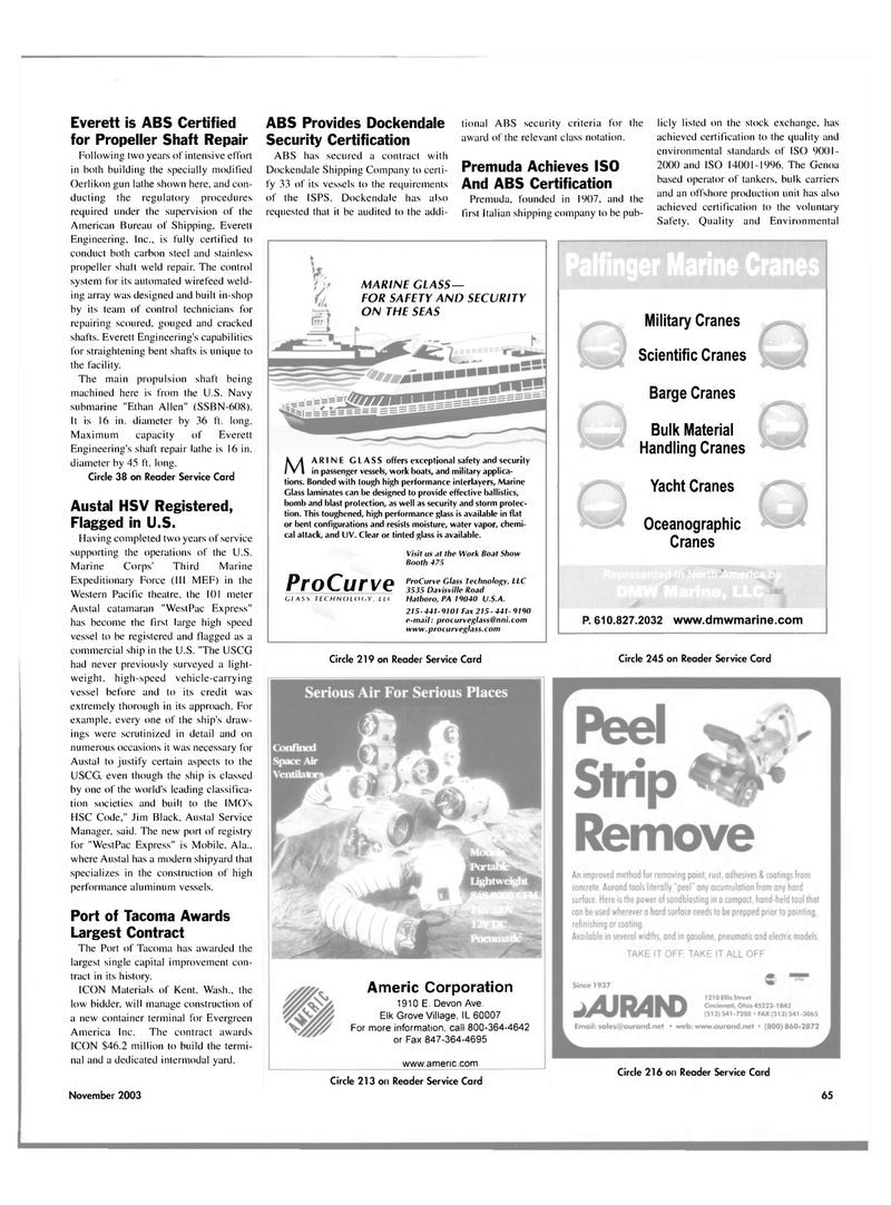 Maritime Reporter Magazine, page 68,  Nov 2003