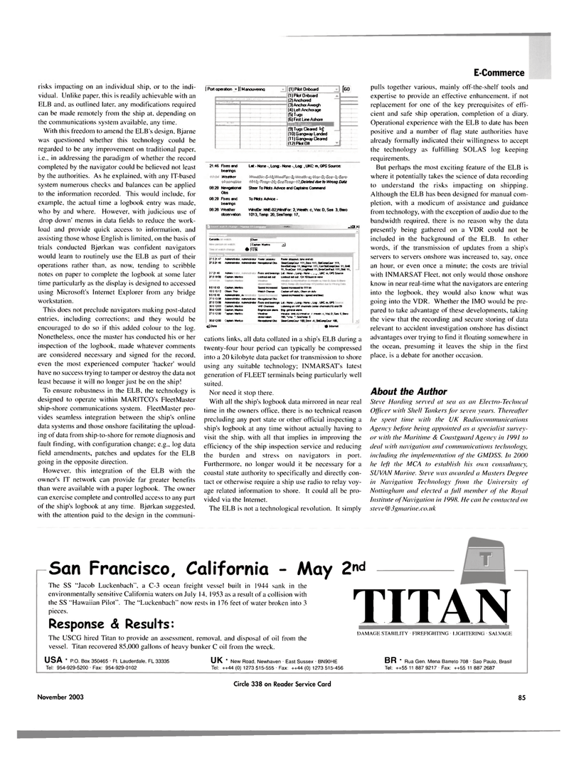 Maritime Reporter Magazine, page 88,  Nov 2003