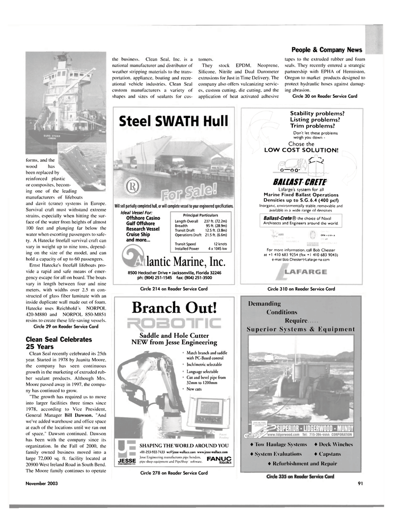 Maritime Reporter Magazine, page 94,  Nov 2003
