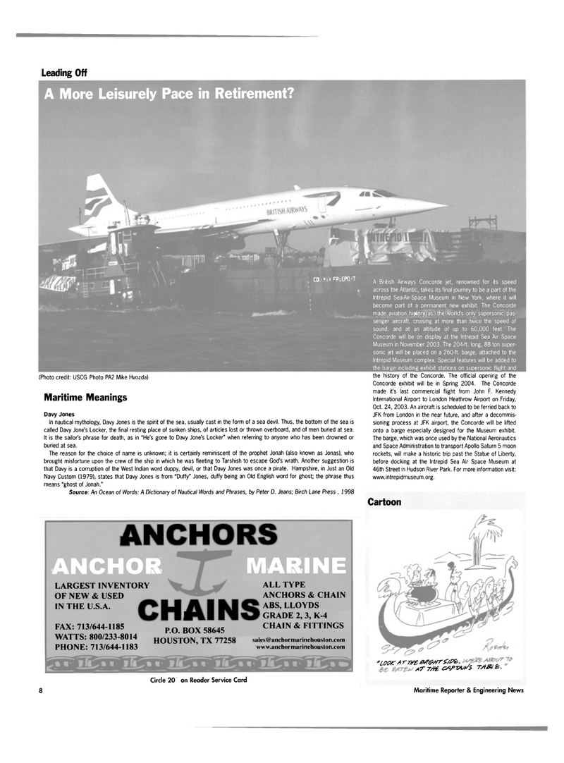 Maritime Reporter Magazine, page 8,  Dec 2003