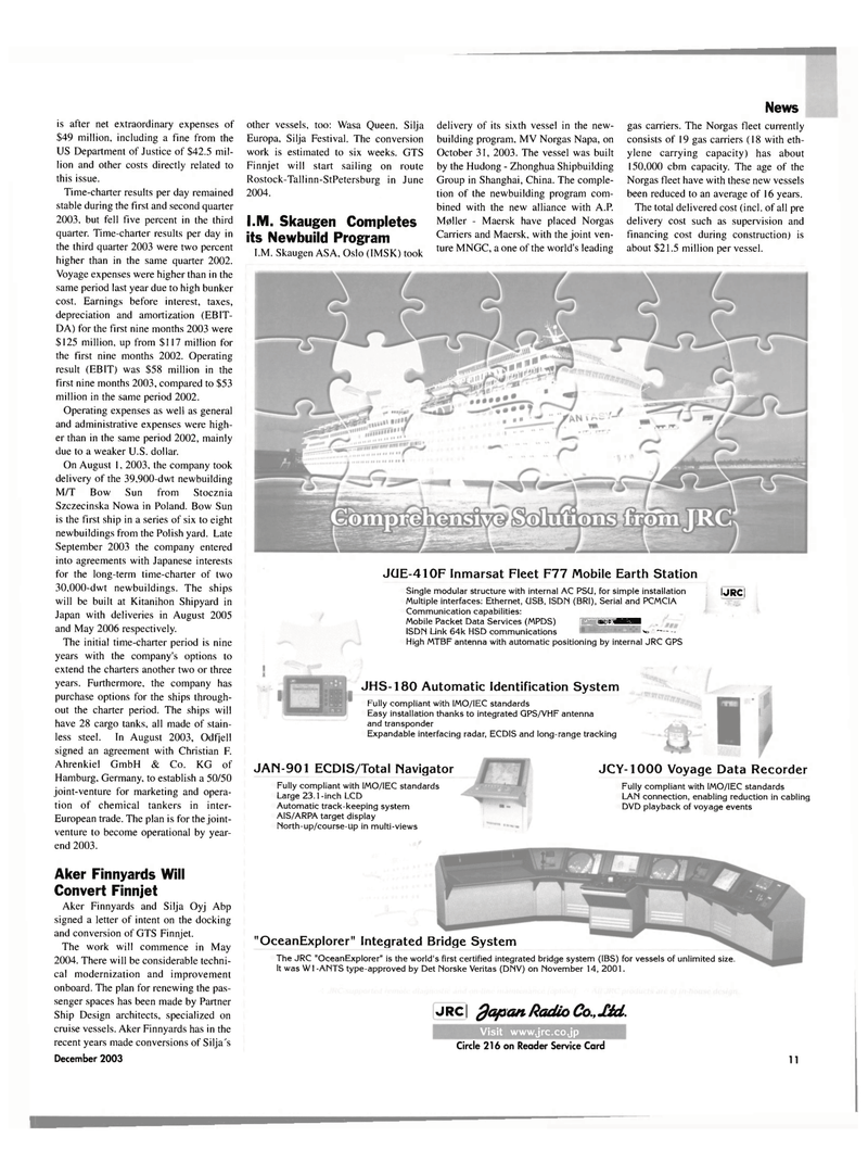 Maritime Reporter Magazine, page 11,  Dec 2003