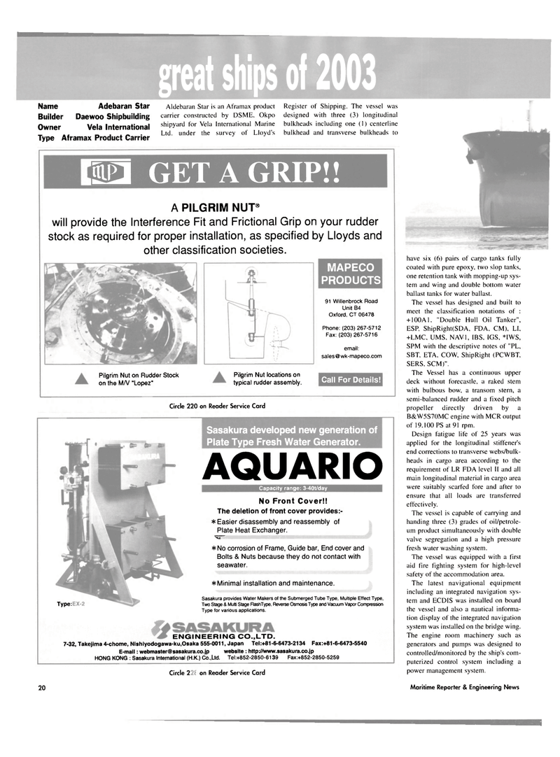 Maritime Reporter Magazine, page 22,  Dec 2003