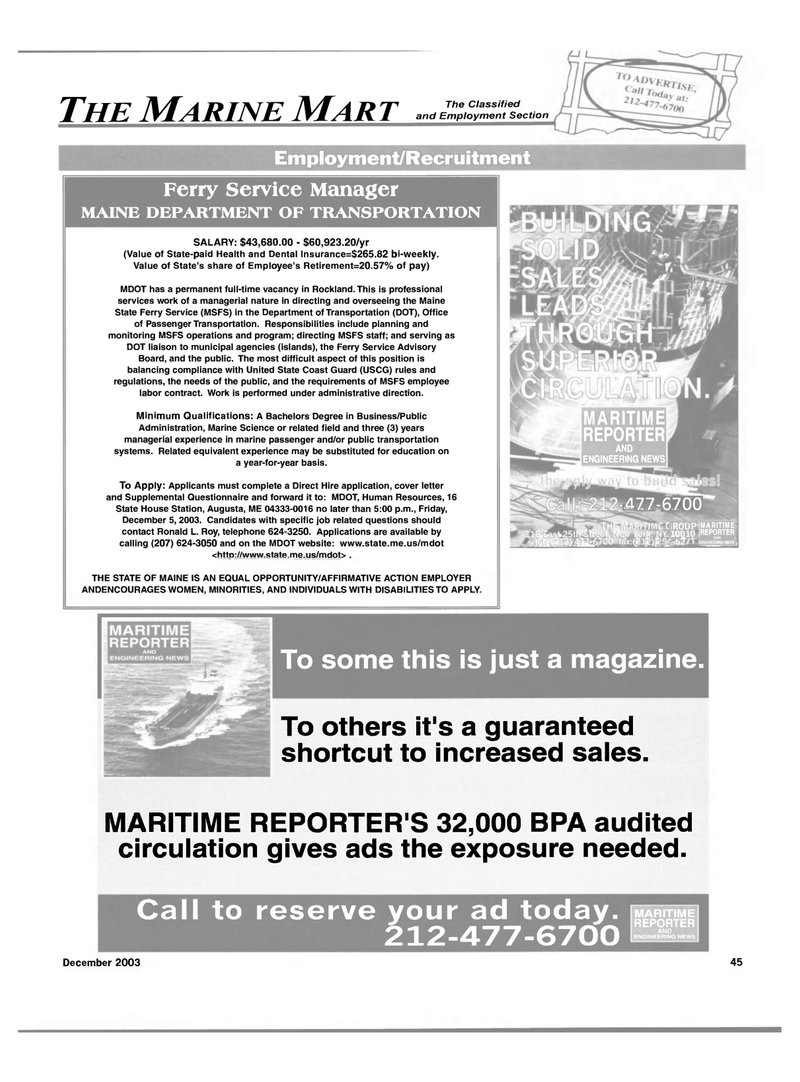 Maritime Reporter Magazine, page 47,  Dec 2003