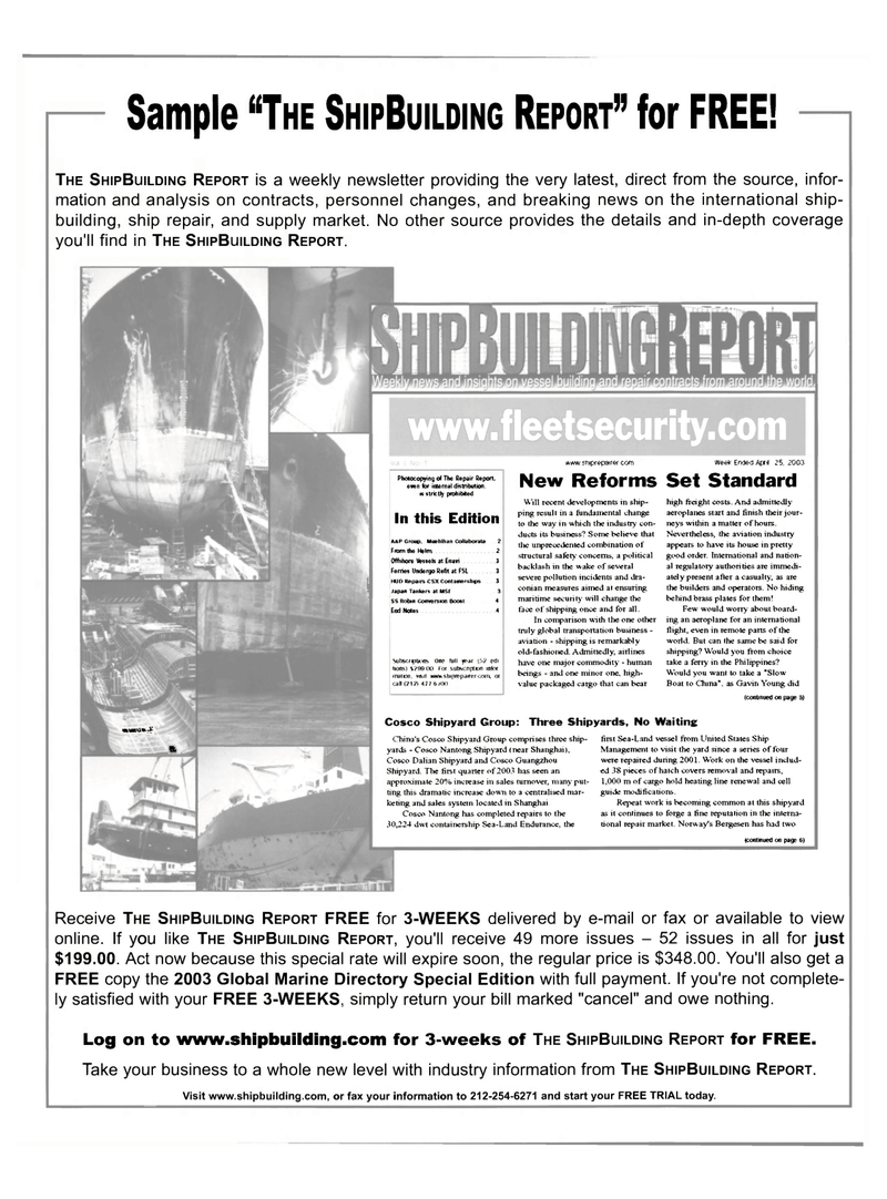 Maritime Reporter Magazine, page 3rd Cover,  Dec 2003