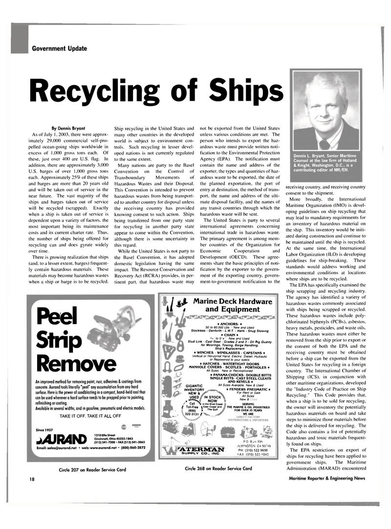 Maritime Reporter Magazine, page 18,  Jan 2004
