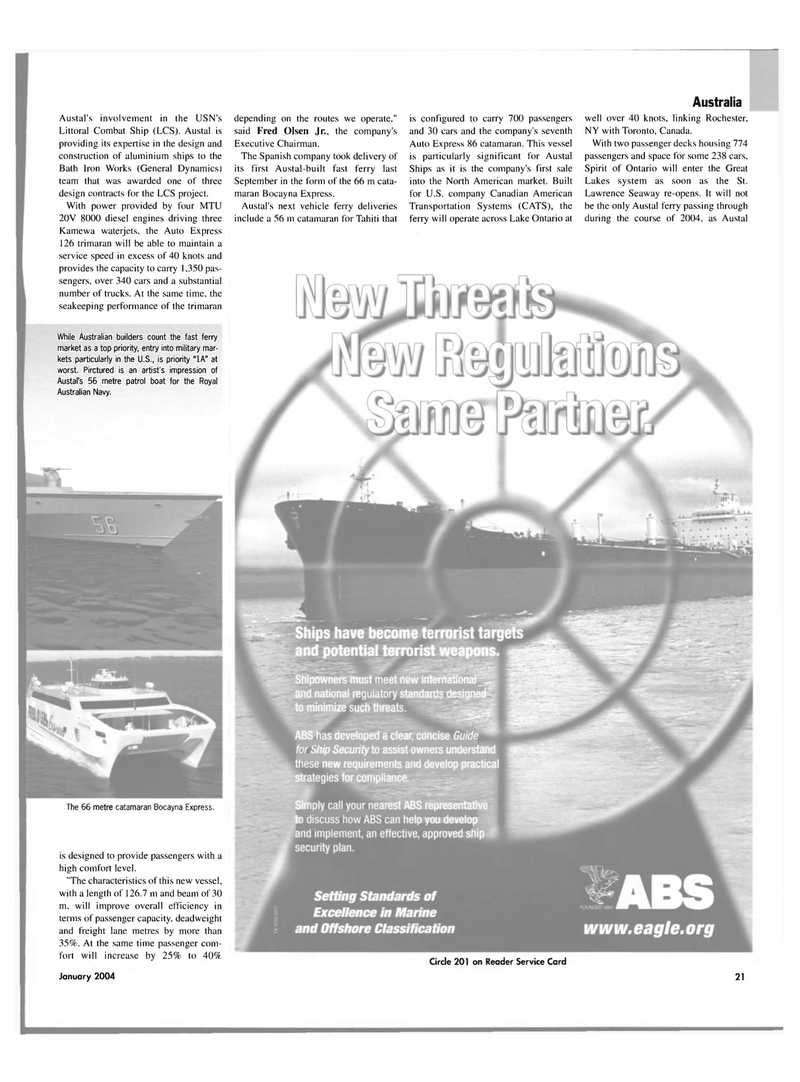 Maritime Reporter Magazine, page 21,  Jan 2004