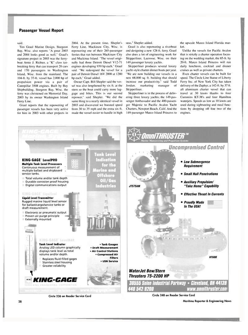 Maritime Reporter Magazine, page 28,  Jan 2004