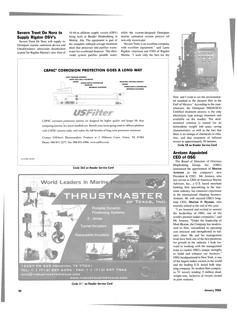 Maritime Reporter Magazine, page 46,  Jan 2004