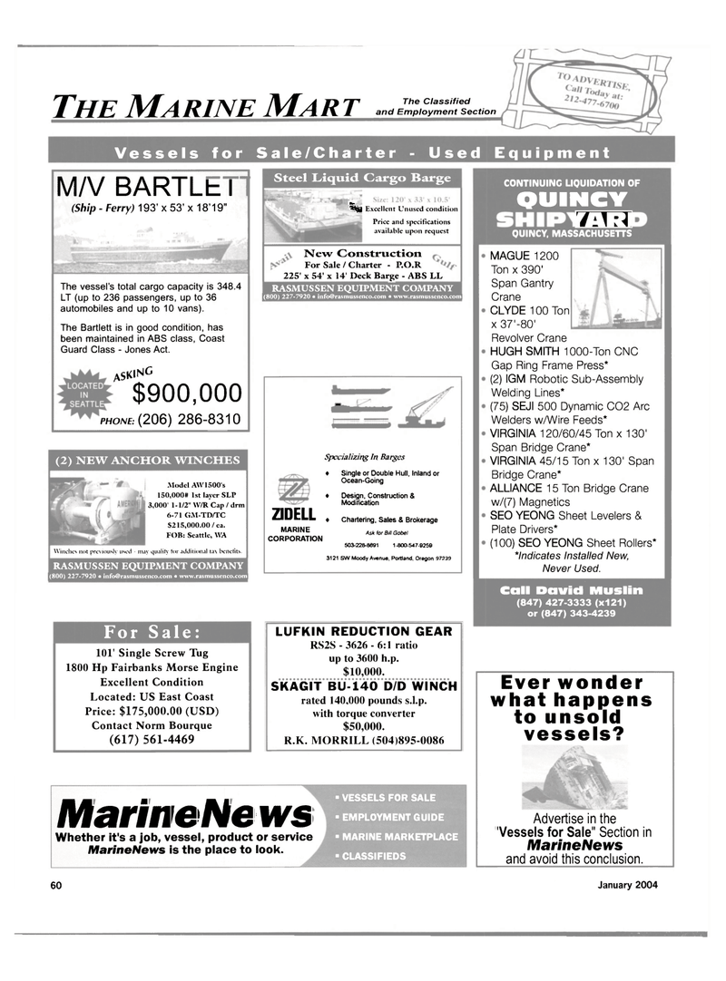 Maritime Reporter Magazine, page 60,  Jan 2004