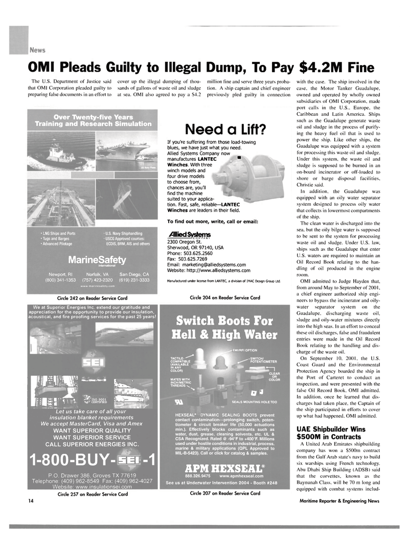 Maritime Reporter Magazine, page 17,  Feb 2004