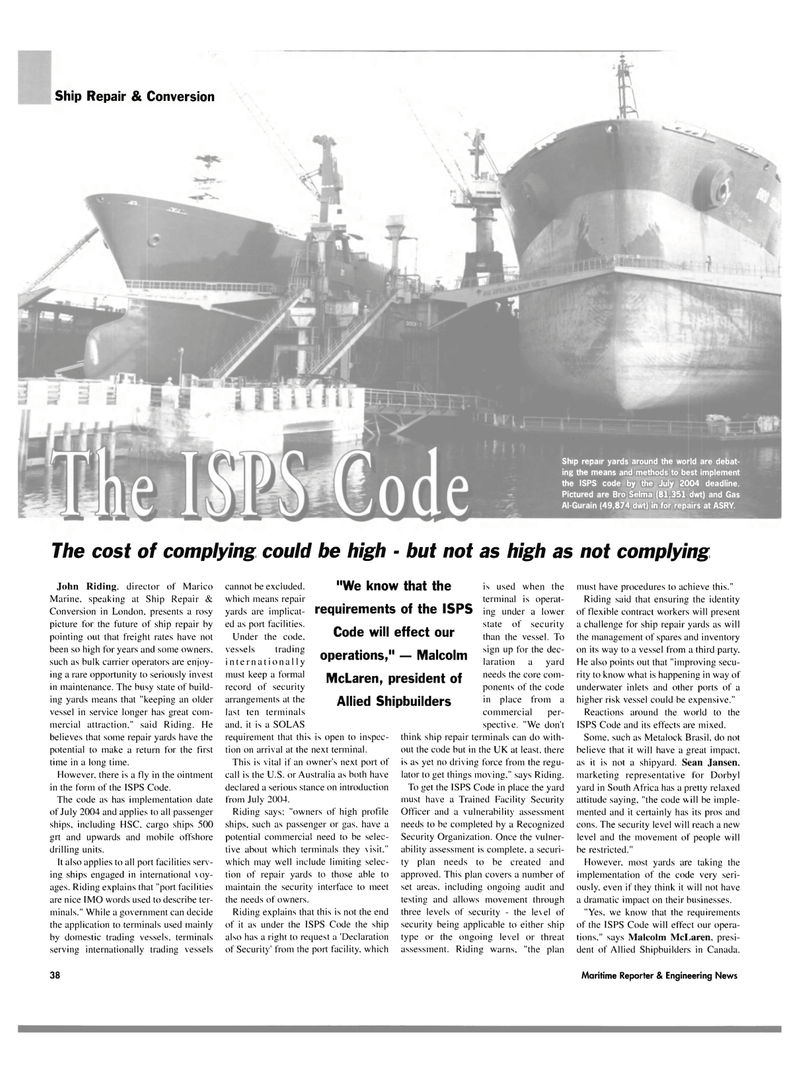 Maritime Reporter Magazine, page 43,  Feb 2004