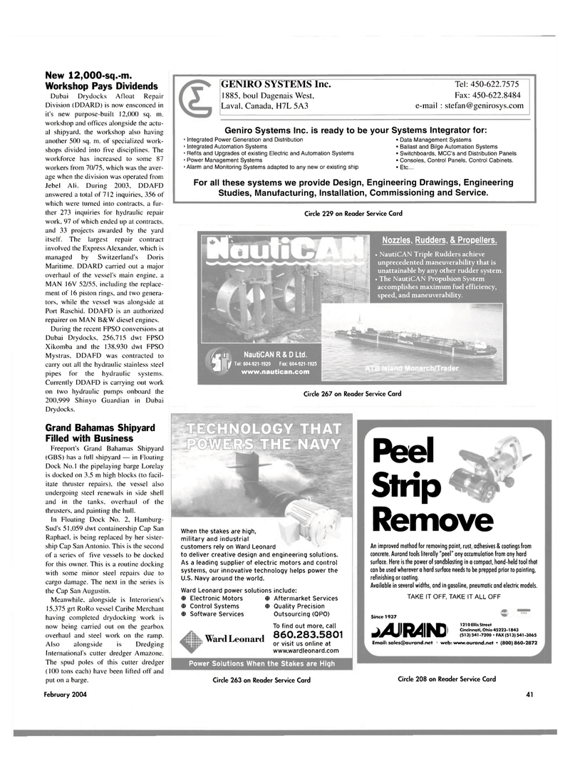Maritime Reporter Magazine, page 46,  Feb 2004
