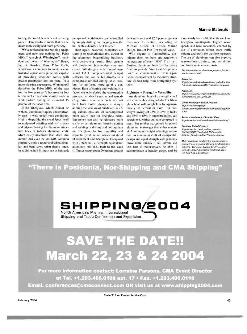 Maritime Reporter Magazine, page 50,  Feb 2004