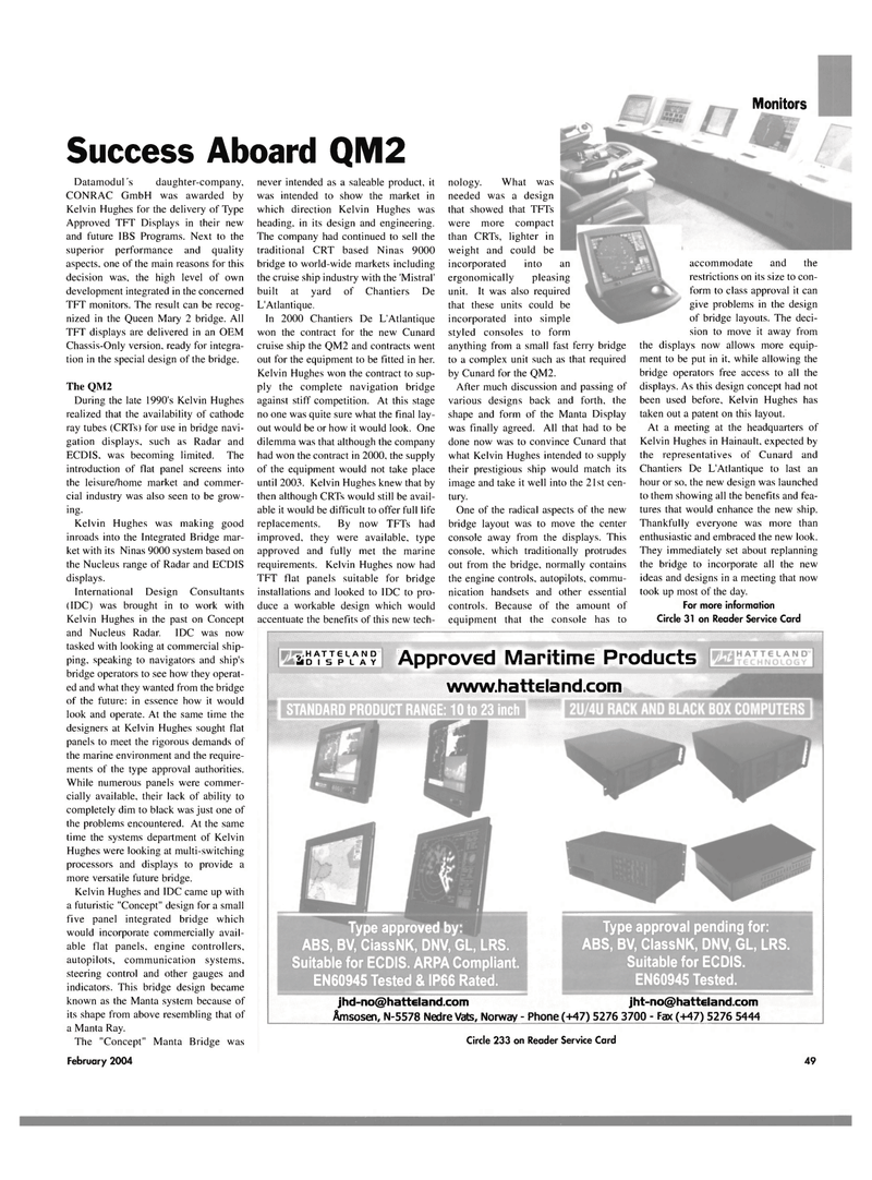 Maritime Reporter Magazine, page 54,  Feb 2004