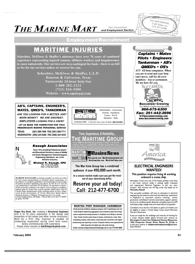 Maritime Reporter Magazine, page 66,  Feb 2004
