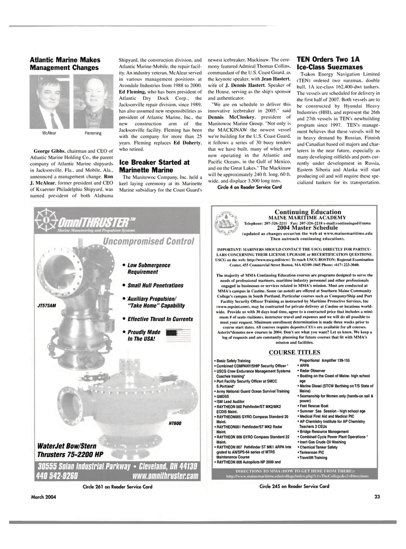 Maritime Reporter Magazine, page 23,  Mar 2004