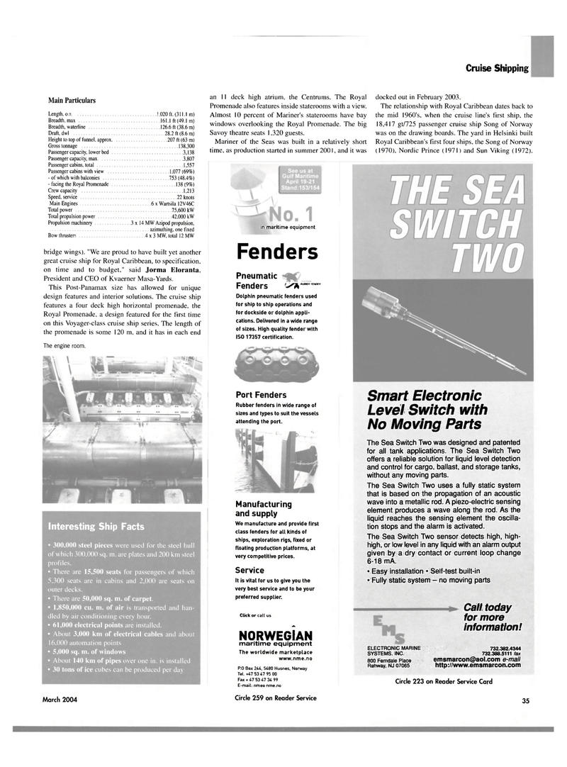 Maritime Reporter Magazine, page 35,  Mar 2004