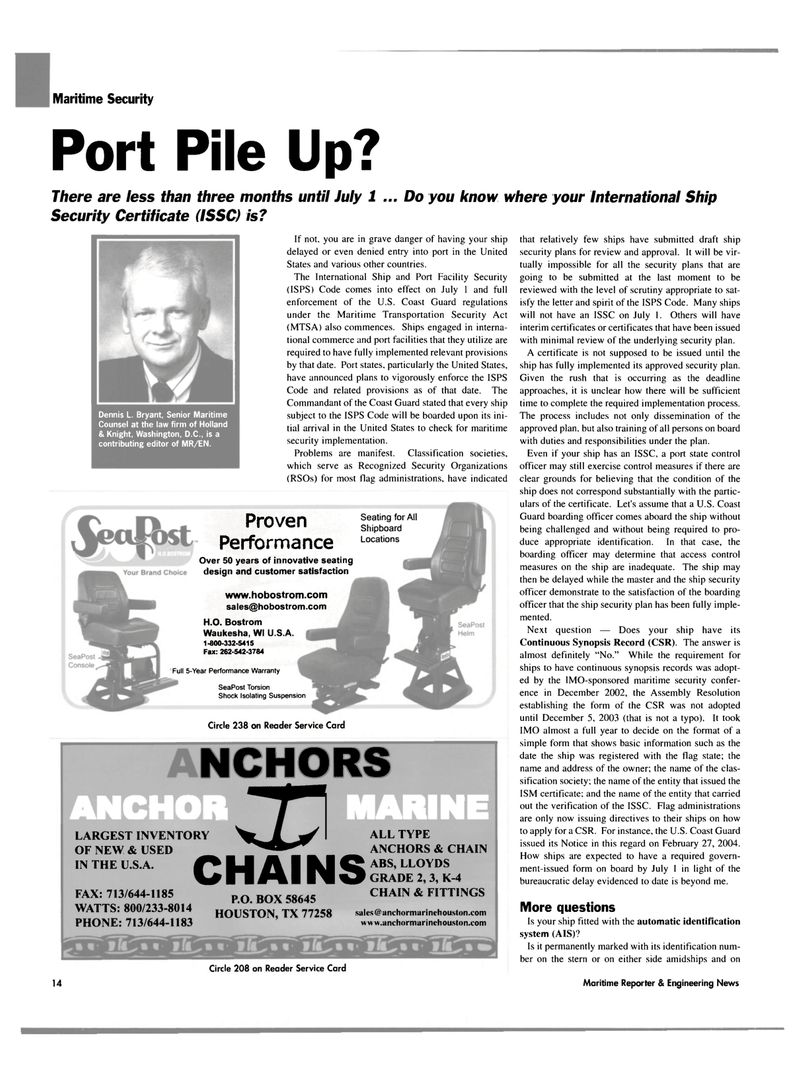 Maritime Reporter Magazine, page 14,  Apr 2004