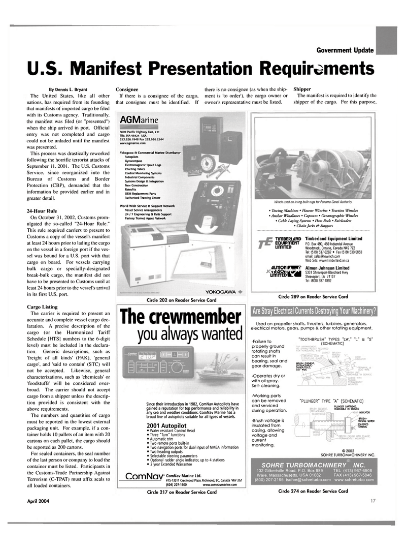Maritime Reporter Magazine, page 17,  Apr 2004