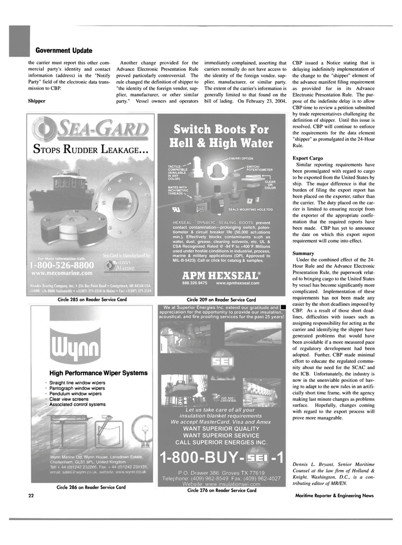Maritime Reporter Magazine, page 22,  Apr 2004