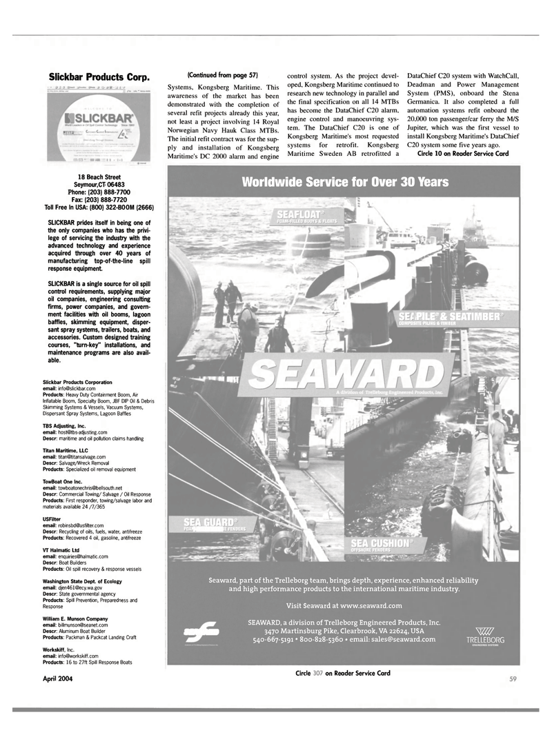 Maritime Reporter Magazine, page 4th Cover,  Apr 2004