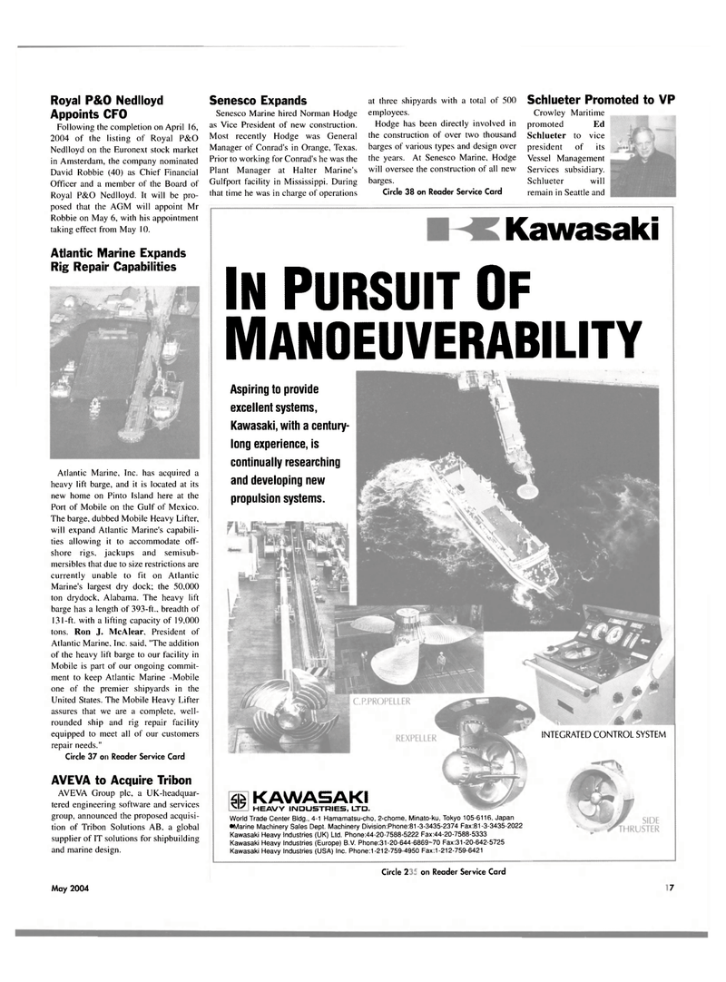 Maritime Reporter Magazine, page 19,  May 2004