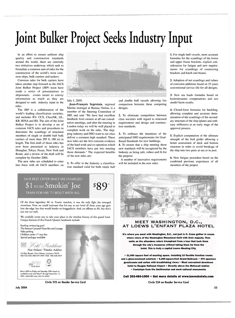Maritime Reporter Magazine, page 4th Cover,  Jul 2004