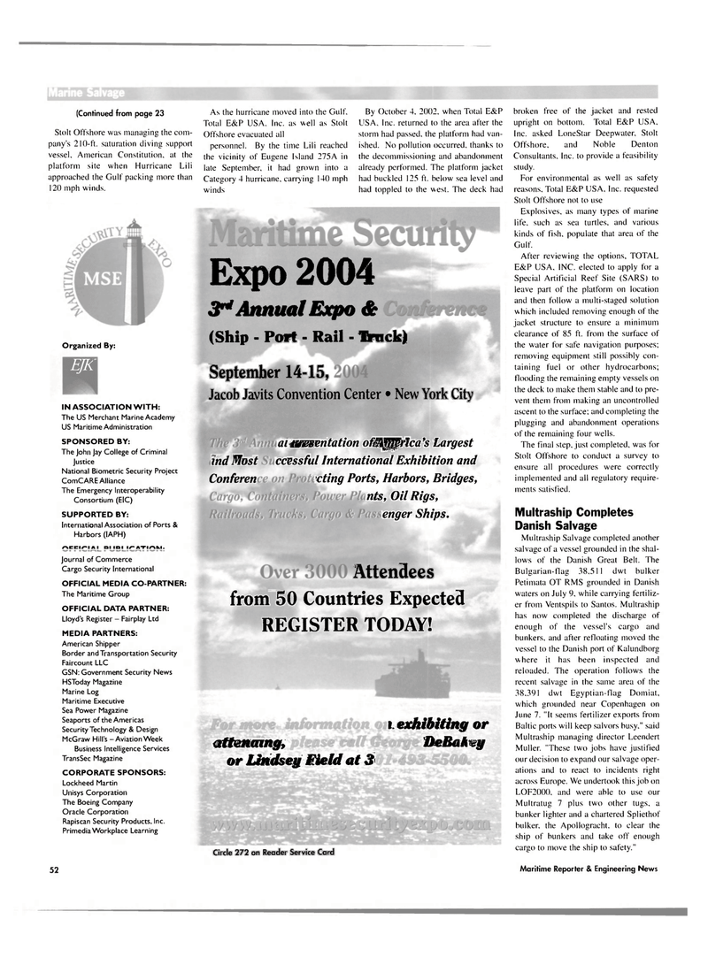 Maritime Reporter Magazine, page 48,  Aug 2004