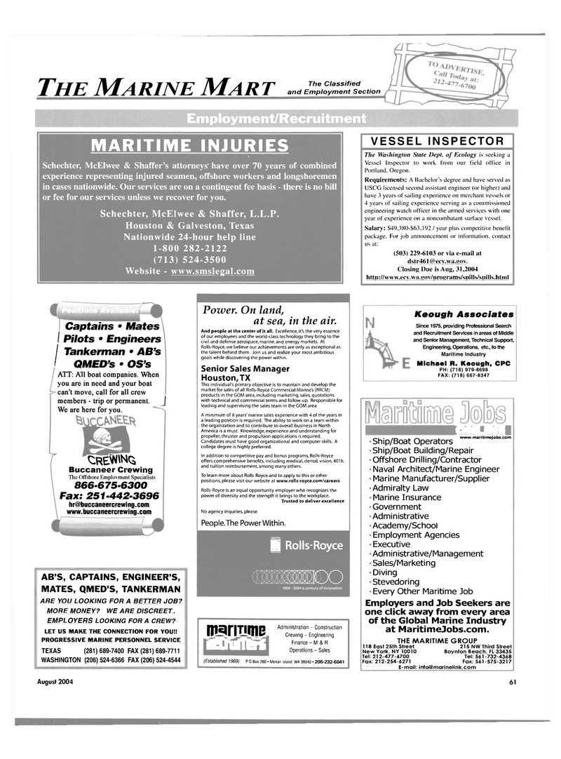Maritime Reporter Magazine, page 55,  Aug 2004