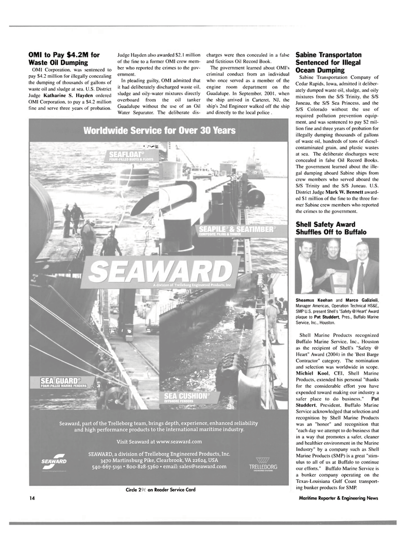 Maritime Reporter Magazine, page 14,  Sep 2004