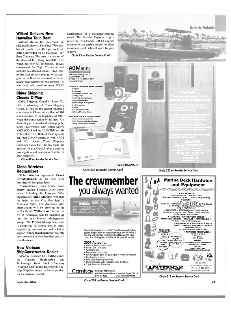 Maritime Reporter Magazine, page 24,  Sep 2004
