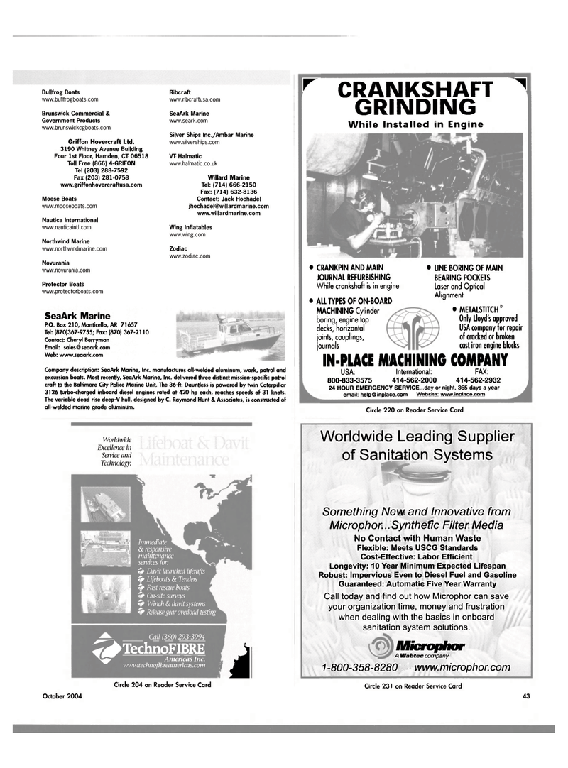 Maritime Reporter Magazine, page 43,  Oct 2004