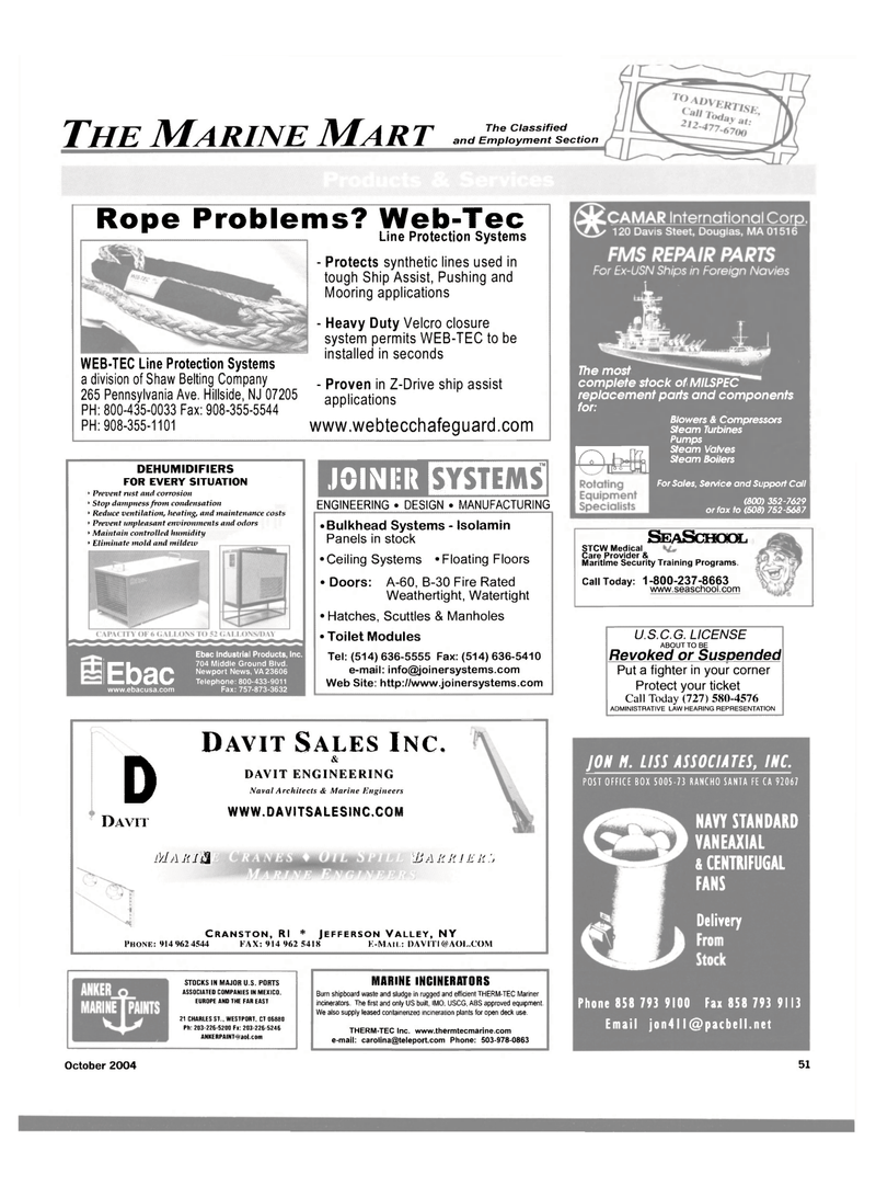 Maritime Reporter Magazine, page 51,  Oct 2004
