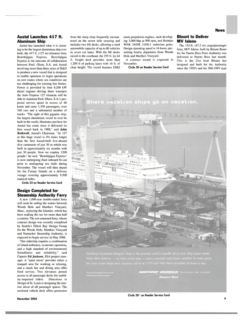 Maritime Reporter Magazine, page 9,  Nov 2004