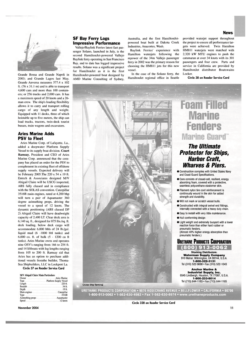 Maritime Reporter Magazine, page 11,  Nov 2004