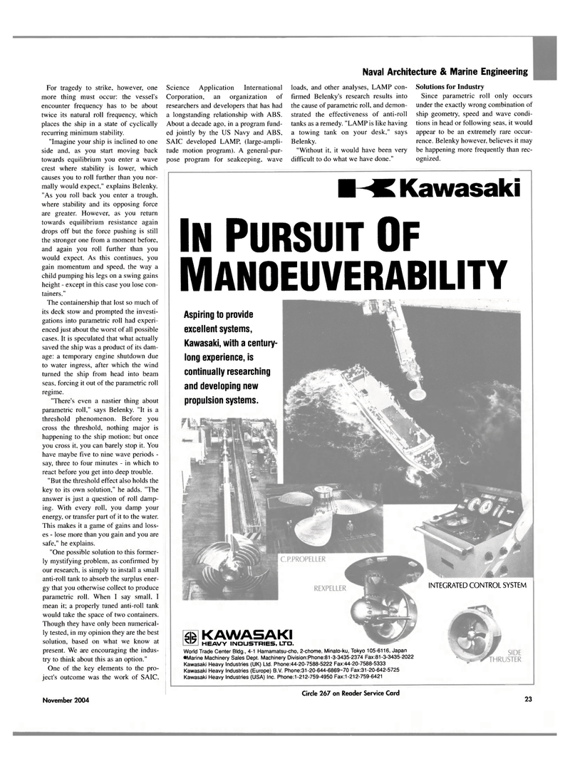 Maritime Reporter Magazine, page 23,  Nov 2004