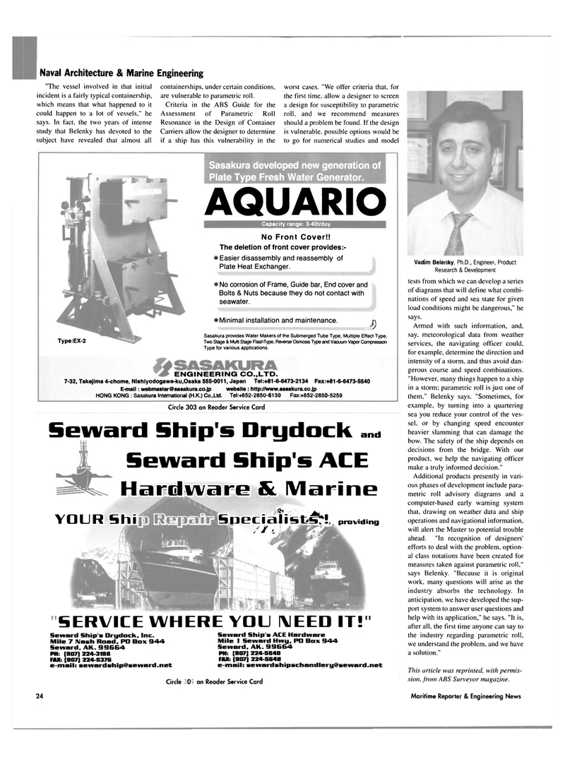 Maritime Reporter Magazine, page 24,  Nov 2004