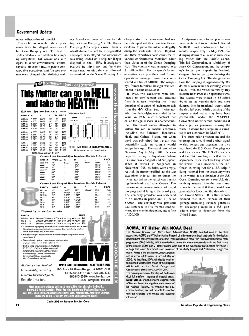 Maritime Reporter Magazine, page 12,  Dec 2004