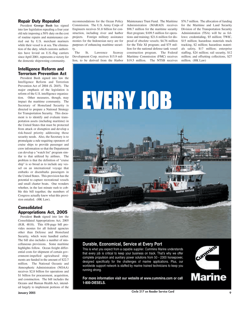 Maritime Reporter Magazine, page 9,  Jan 2, 2005