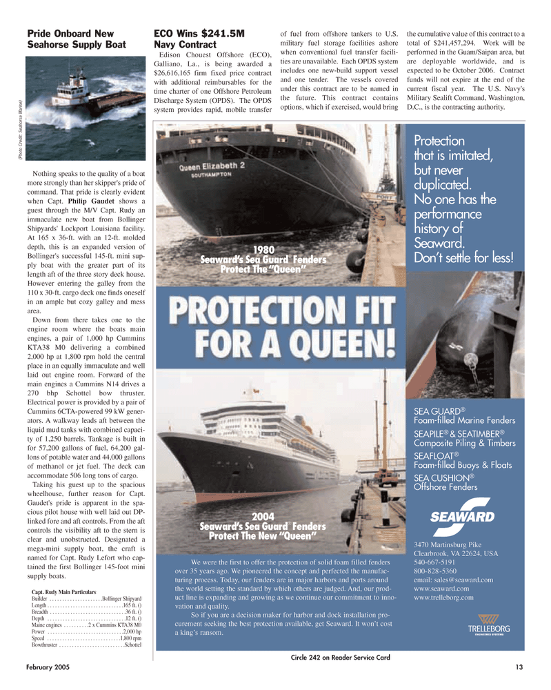 Maritime Reporter Magazine, page 13,  Feb 2, 2005