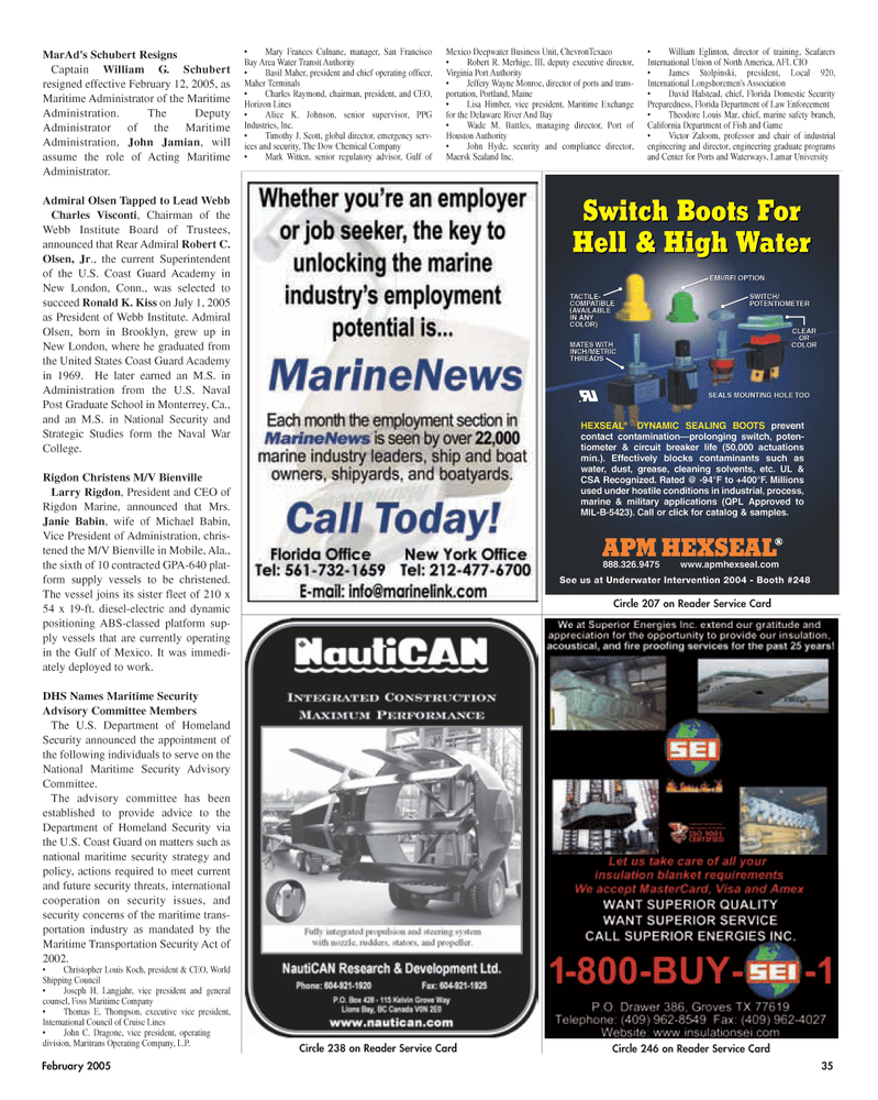 Maritime Reporter Magazine, page 35,  Feb 2, 2005