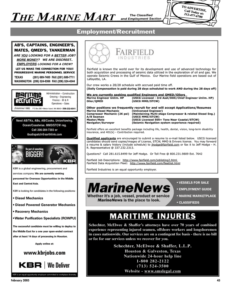Maritime Reporter Magazine, page 45,  Feb 2, 2005