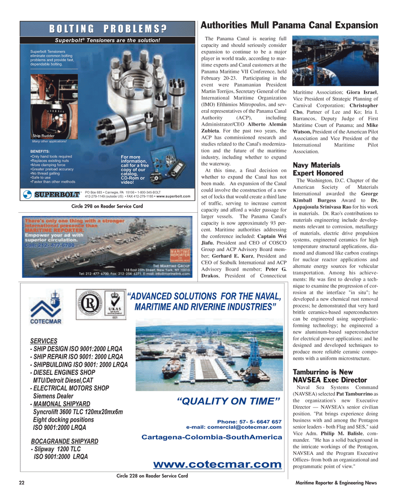 Maritime Reporter Magazine, page 22,  Apr 2005
