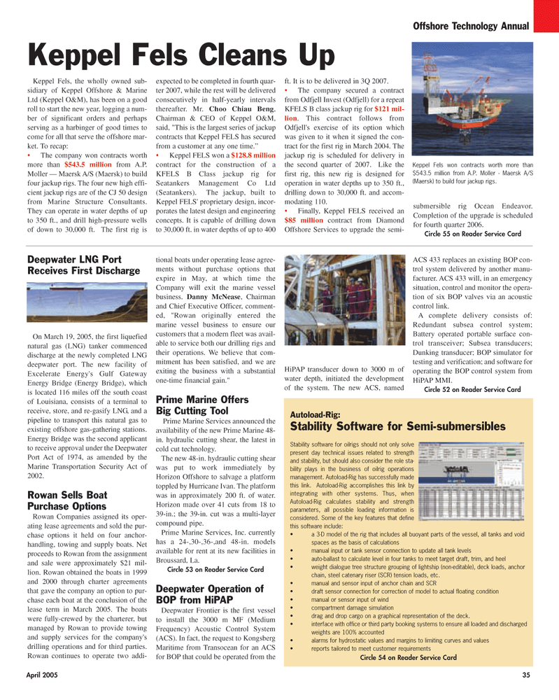 Maritime Reporter Magazine, page 35,  Apr 2005