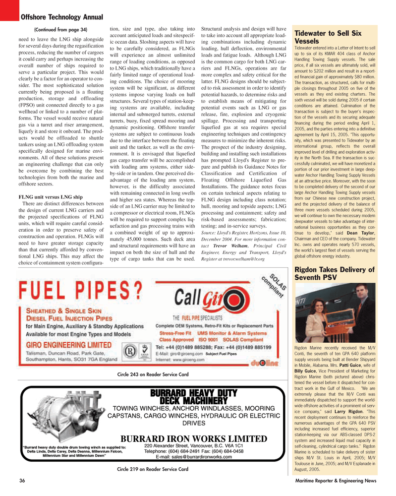 Maritime Reporter Magazine, page 36,  Apr 2005
