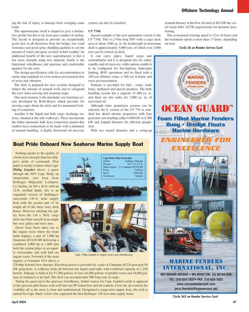 Maritime Reporter Magazine, page 47,  Apr 2005